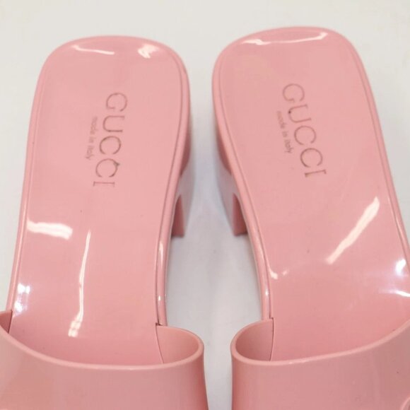 Gucci Rubber Slide Sandal Pink Platform - 624730 Size 40 - US 10 - Picture 4 of 14